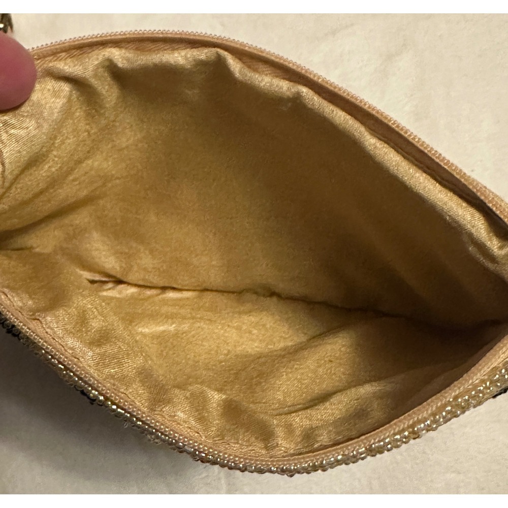 Beaded Butterfly Crossbody Phone Bag Gold Seed Bead Embroidered Small Pouch - Picture 6 of 15